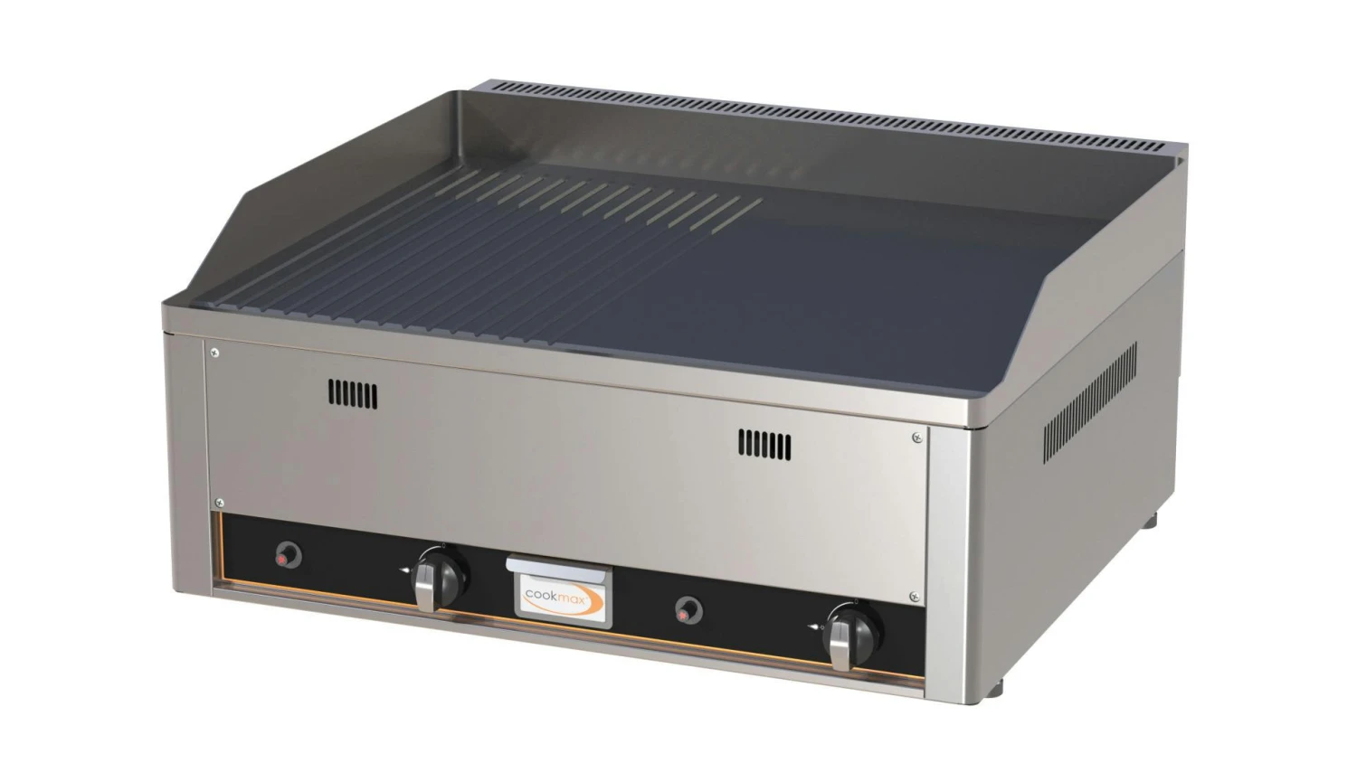Cookmax Gas-Grillplatte 1/2 Glatt 1/2 Gerillt 2 Heizzonen 660 X 600 X 220 Mm