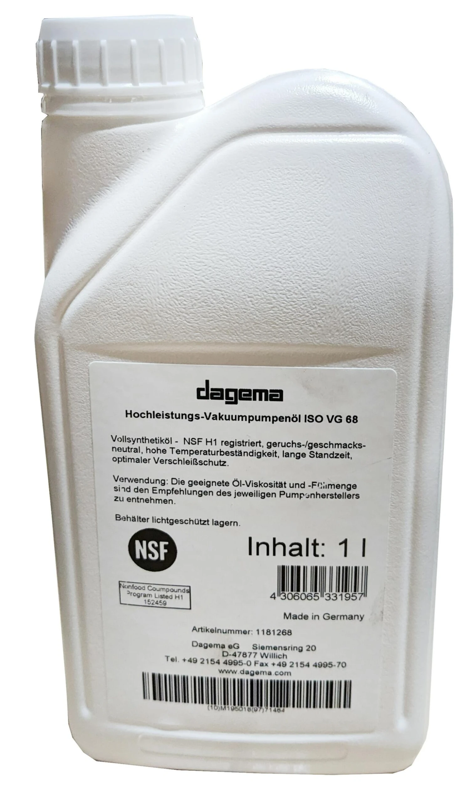 Henkelman Vakuumpumpenöl ISO VG68 1Liter Für Pumpen Bis 40 - 100 Cbm Dagema 4 Henkelman Vakuumpumpenöl ISO VG68 1Liter Für Pumpen Bis 40 - 100 Cbm Dagema – Bild 4