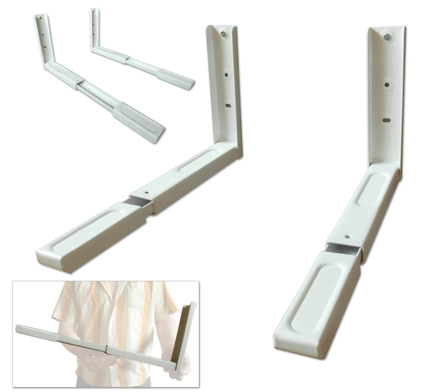 Wandhalterung Weiß Für Mikrowelle Küche Ofen Grill Halterung Regal Ablage Ausziehbar 6 Wandhalterung Weiß Für Mikrowelle Küche Ofen Grill Halterung Regal Ablage Ausziehbar – Bild 6